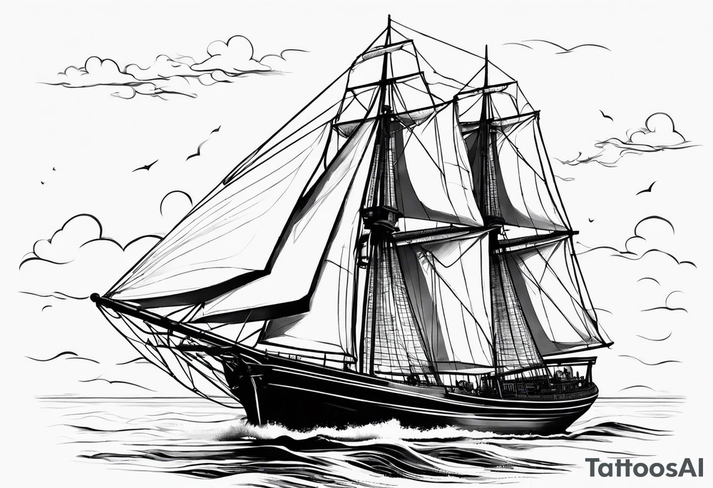 Schooner sailboat tattoo idea