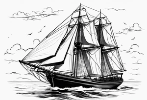 Schooner sailboat tattoo idea
