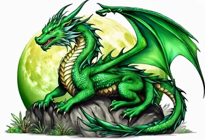 Moon fairy green dragon tattoo idea