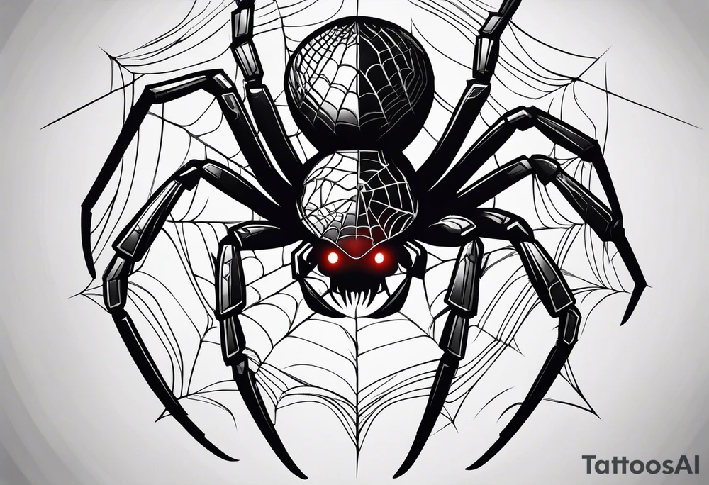 cyberpunk black widow spider tattoo idea