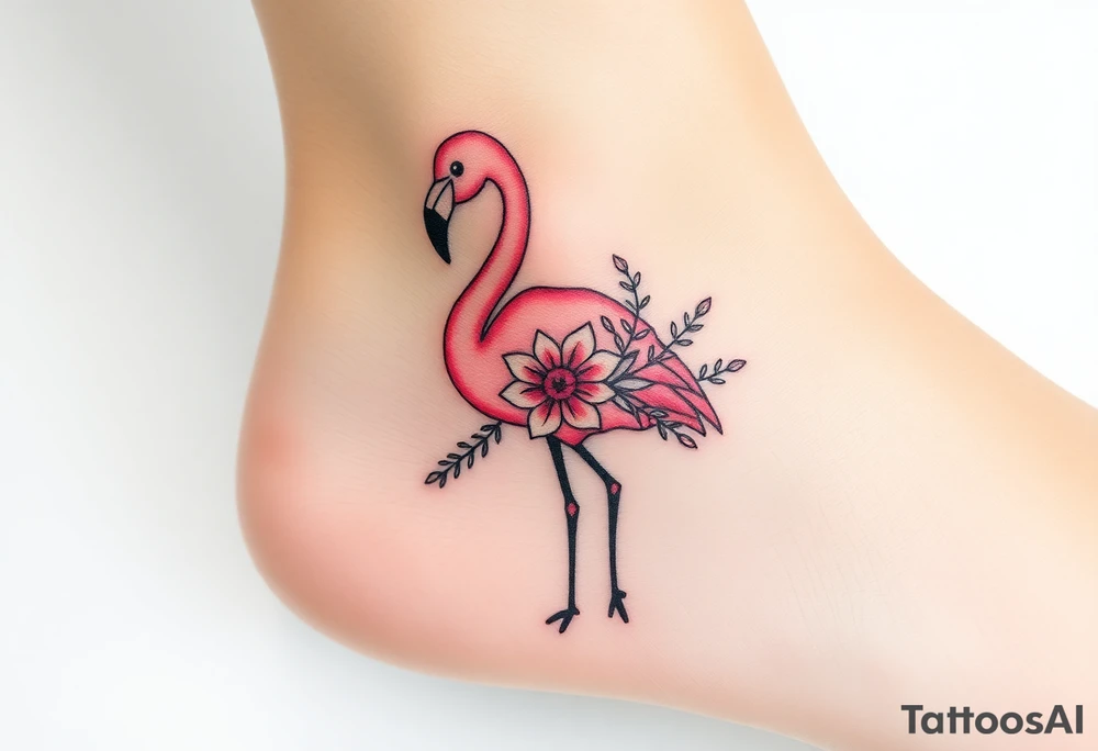 Flamingo made of flower tattoo idea