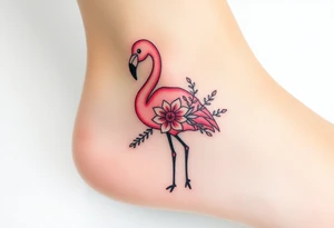 Flamingo made of flower tattoo idea