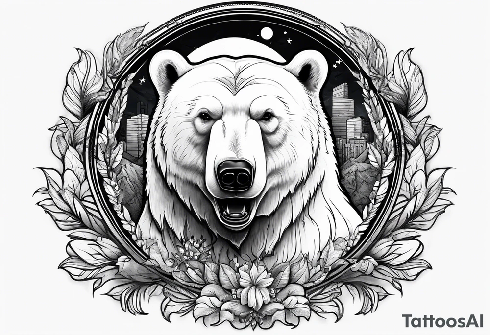polar bear working in a bank tattoo idea