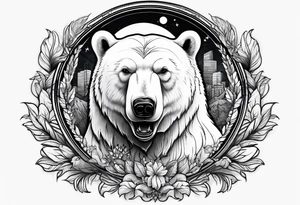 polar bear working in a bank tattoo idea