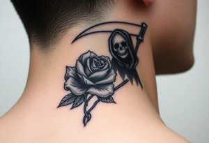 rose and grim reaper tattoo idea
