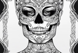 SKULL FEMALE FACE tattoo idea