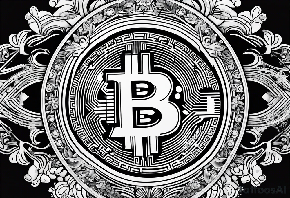 ornamented bitcoin tattoo idea