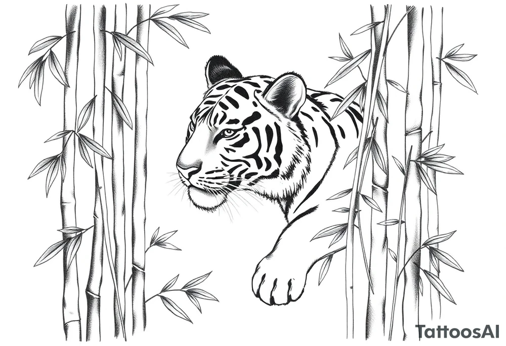 a cleverly hidden tiger, hard to see
in the bamboo forest tattoo idea