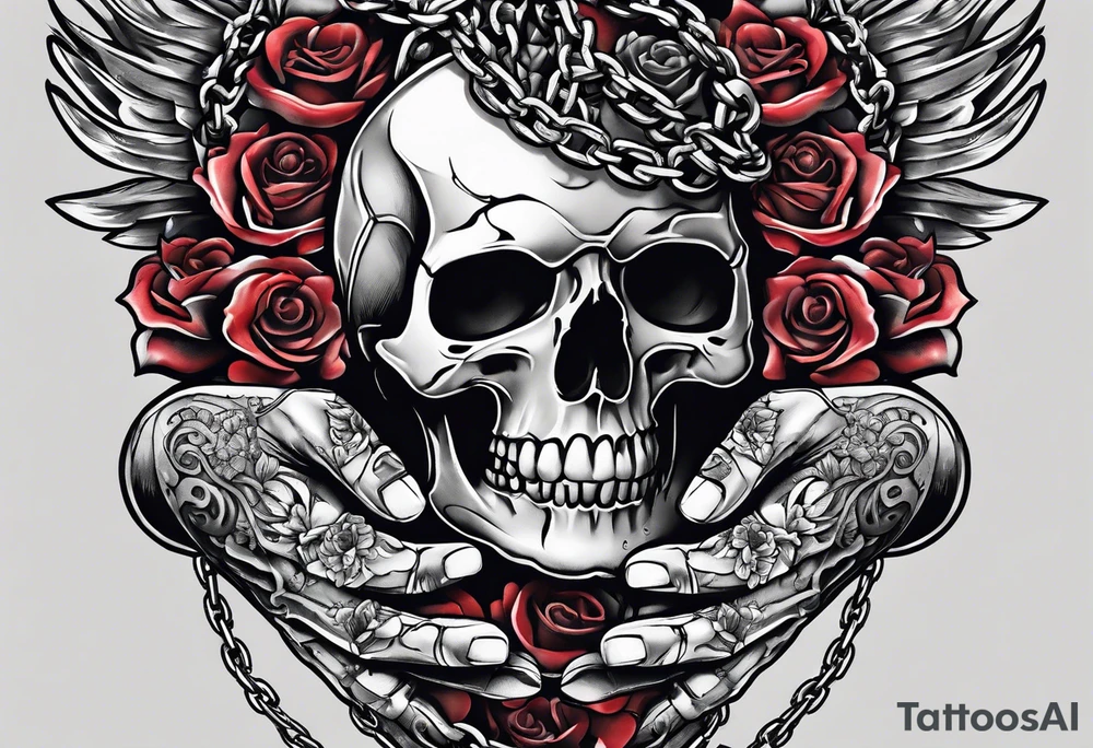 Skeleton hands chained together tattoo idea