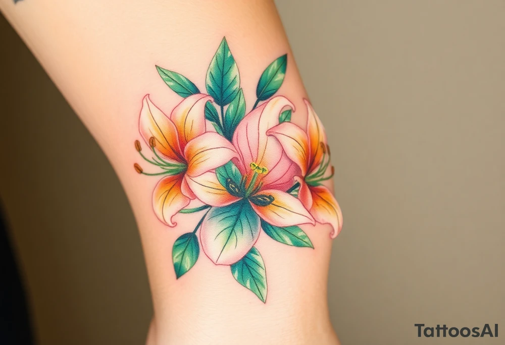 Lilies and emeralds tattoo idea