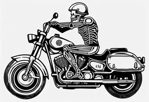 i want a tattoo of a motorcycle from the front view being ridden  by a skeleton and the number plate to say “Viking Customs” tattoo idea