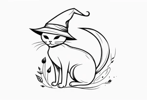 cute witch cat tattoo idea