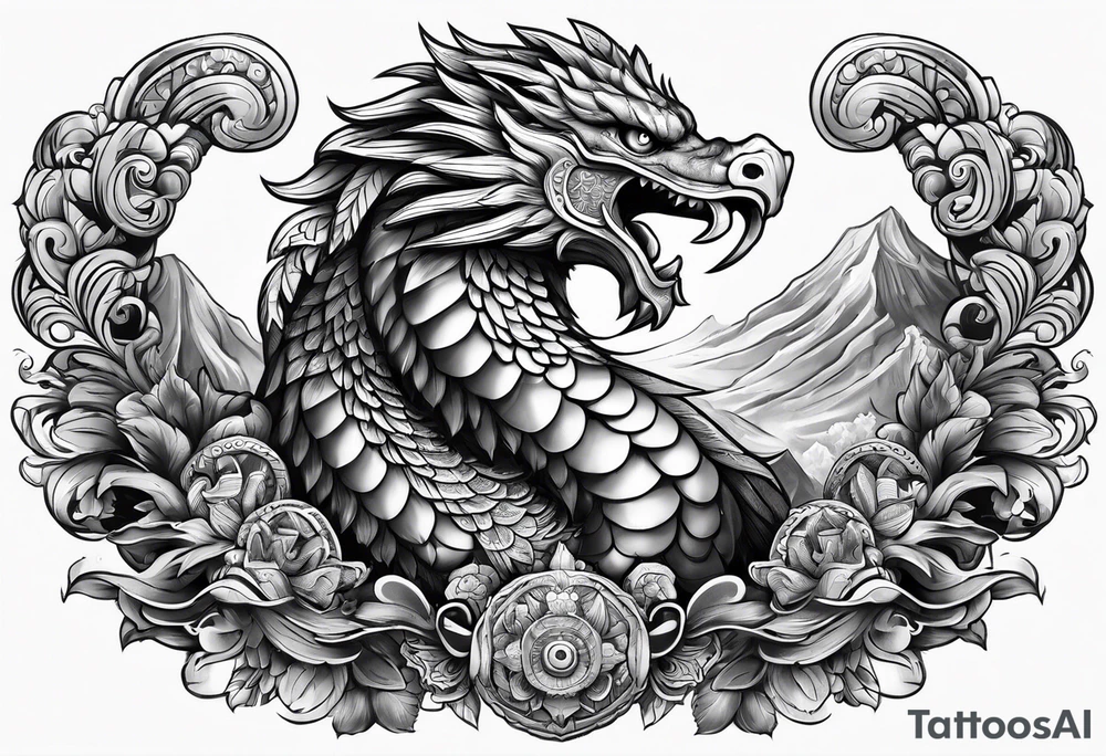 quetzalcoatl sleeve tattoo idea