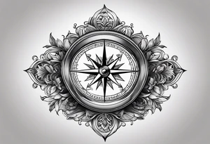 3D old fashioned Compass tattoo idea