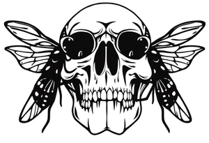 skull flies bug weird tattoo idea