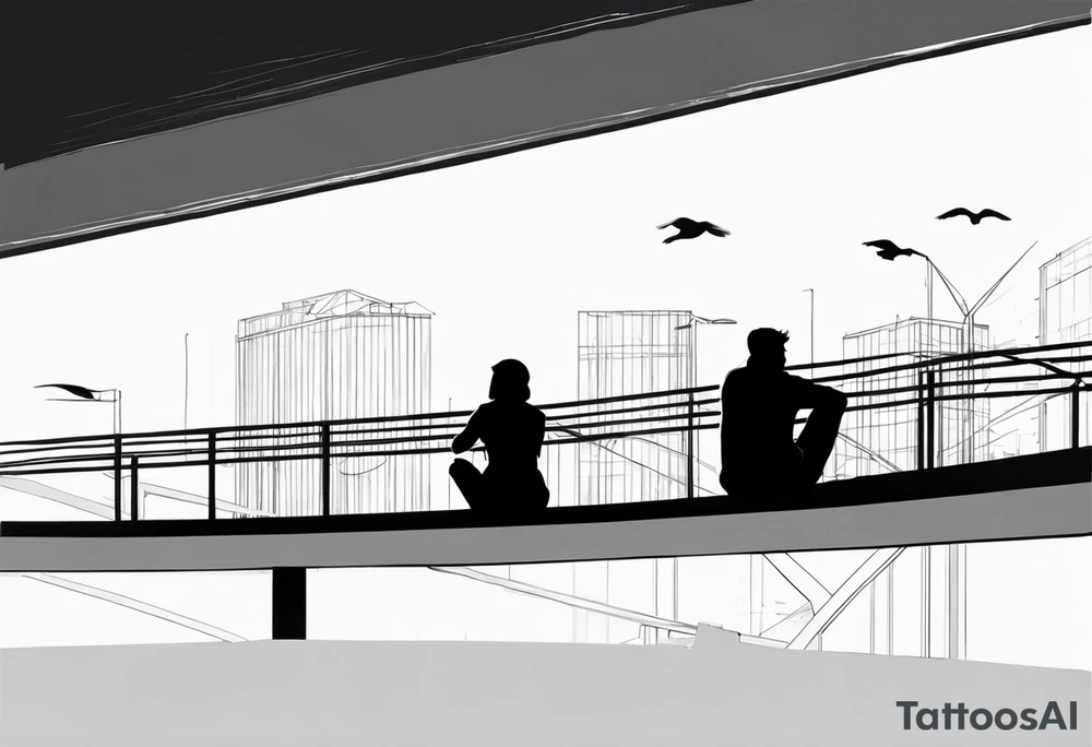 two silhouettes sitting on top of an overpass tattoo idea two silhouettes sitting on top of an overpass tattoo idea