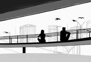 two silhouettes sitting on top of an overpass tattoo idea