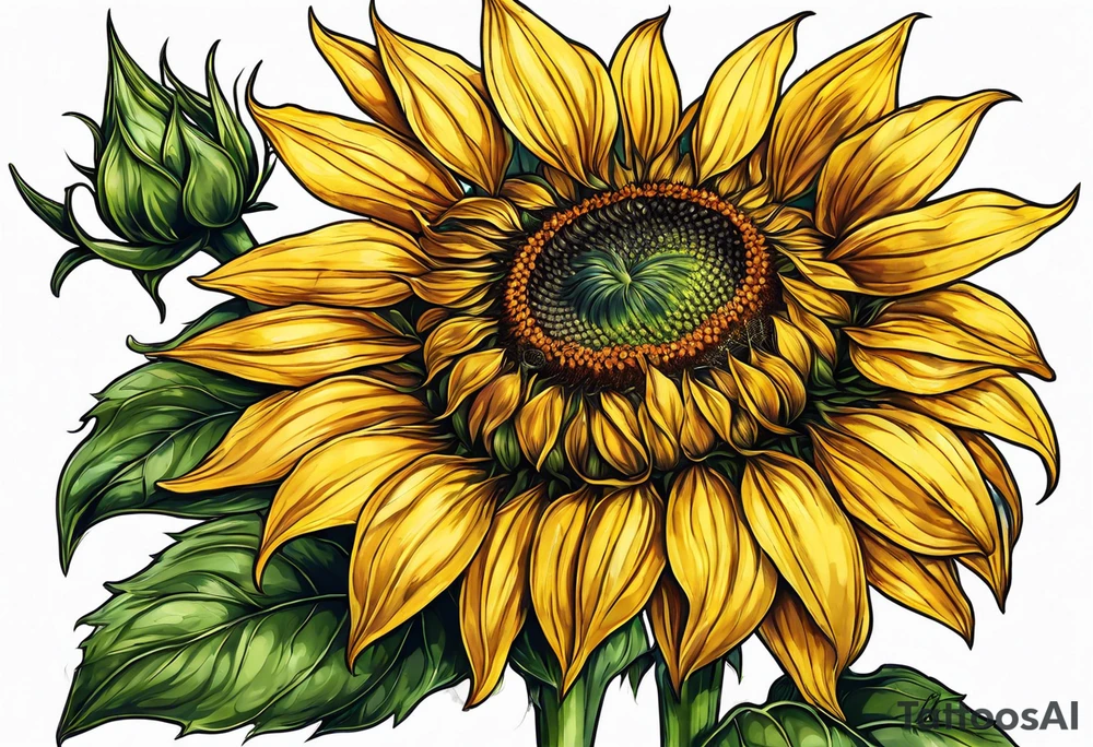 Sunflower for a male tattoo idea