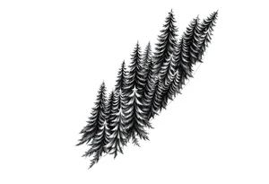 Coniferous forest forearm tattoo sleeve black and grey tattoo idea