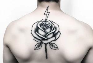 Money rose with 💯 above it with lightning tattoo idea