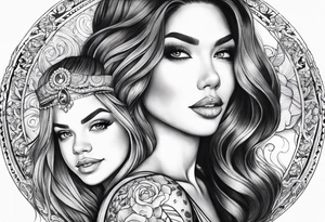 Top half sleeve, dad and 2 daughters with the chorus of dancing queen tattoo idea