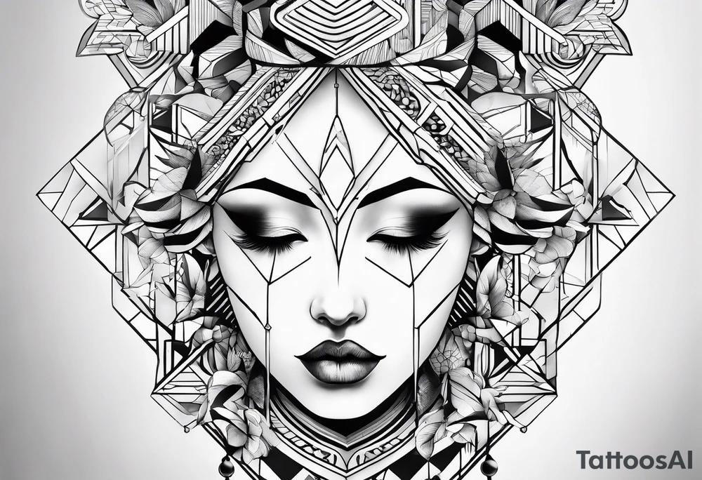 Geometric Abstract cloud filler tattoo idea