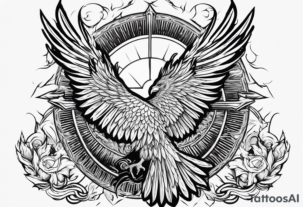 Phoenix and a sun tattoo idea