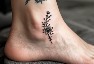 design very minimal Spring tatoo vertically for ankle. very minimal tattoo idea