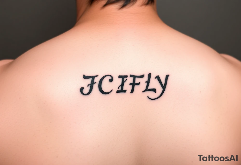 A small tattoo to go on my inner forearm with the letters JCIFLY,  somewhat cursive or script fonts that incorporate the infinity symbol Shape tattoo idea