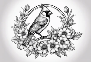 Aster flowers - sea rocket flowers with a cardinal around the words Dad tattoo idea