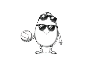 walking egg with broken sheel in sunglasses,
, holding a volleyball tattoo idea