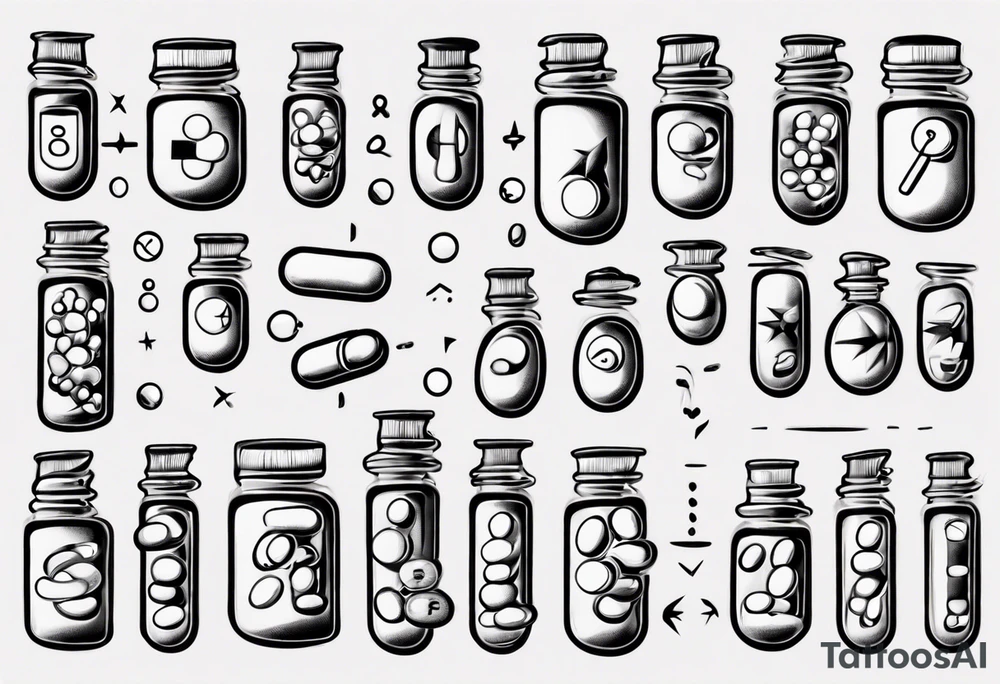 pills addiction tattoo idea