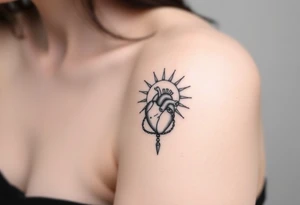 human heart chained up within the sublime sun tattoo idea