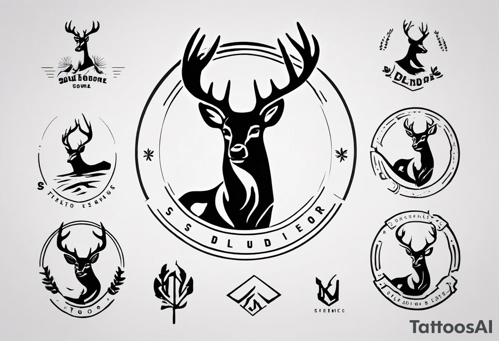 A logo for an outdoors company that includes an "S" and an "M". Includes a deer tattoo idea