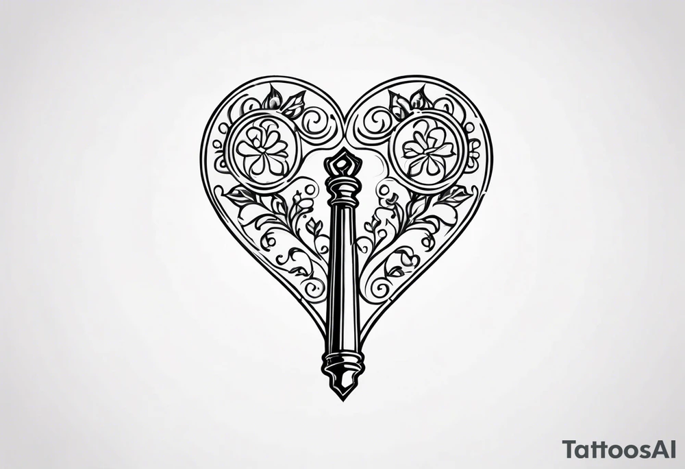 Antique keys heart shaped tattoo idea