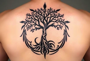 Tree moving in a spiral direction tattoo idea