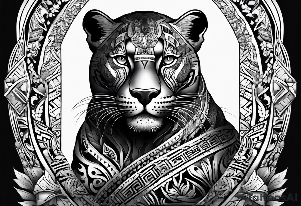 aztec black jaguar sitting tattoo idea
