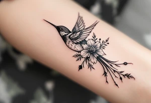 Decending bird with floral tattoo idea