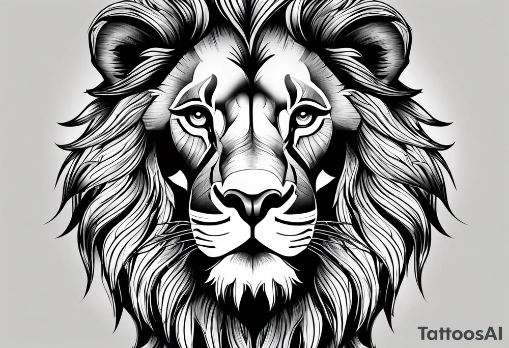 powerful majestic lion, close-up tattoo idea