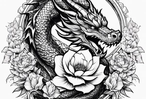 Flower and dragon tattoo idea