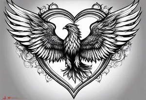 phoenix wings in a heart tattoo idea