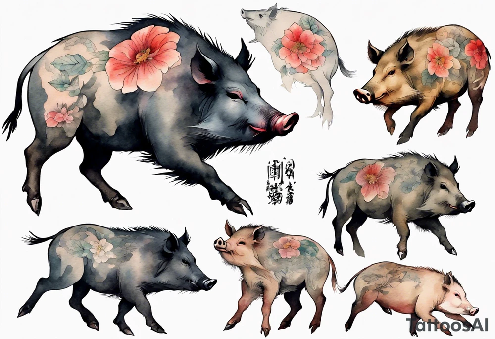 an elderly boar tattoo idea