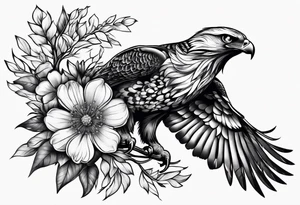 Hawk tree flower tattoo idea