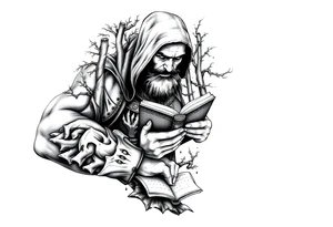 Dungeons and Dragons, Dungeon Master, Reading, Writing, Fantasy, Forest Scene tattoo idea