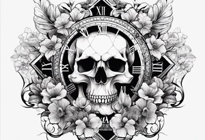 skull, lion, clock, flower, trident, anchor, tattoo idea