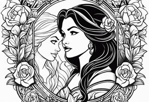 Disney's beauty and the beast, snow white and Pocahontas tattoo idea