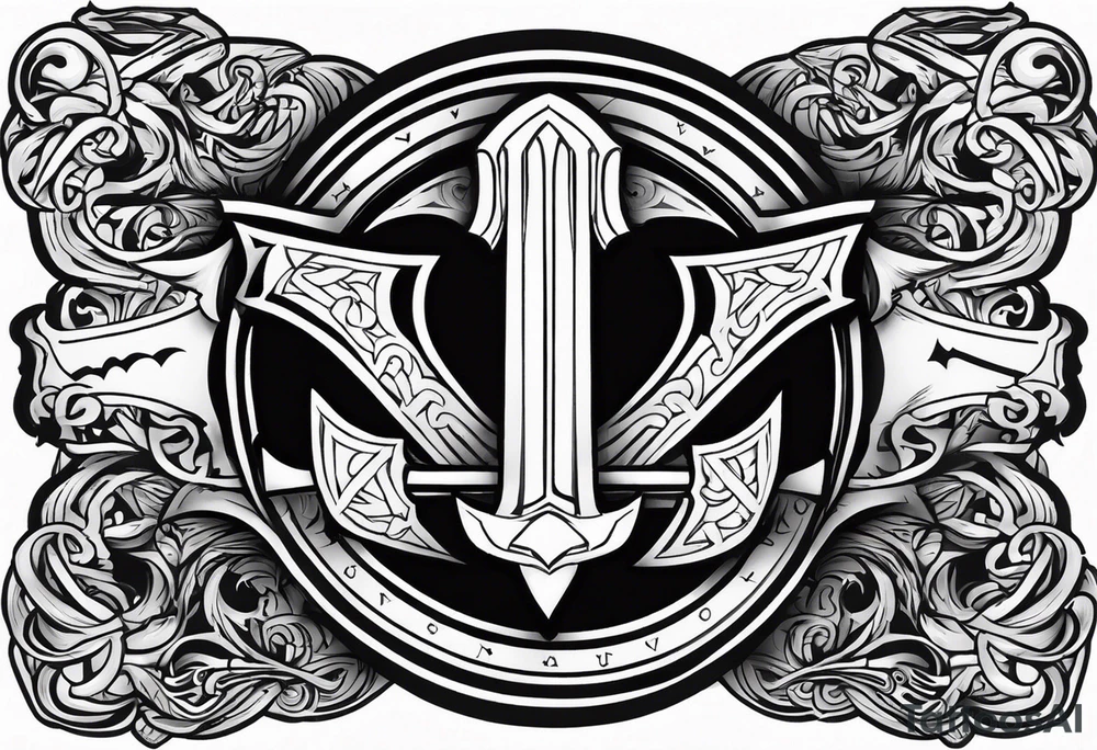 Valhalla sword shield axe tattoo idea