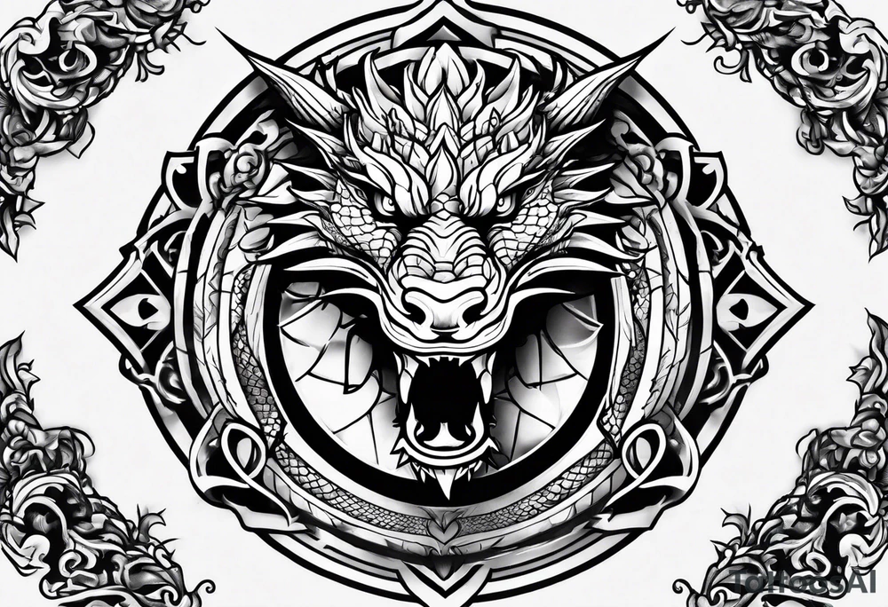 dragon face tattoo idea