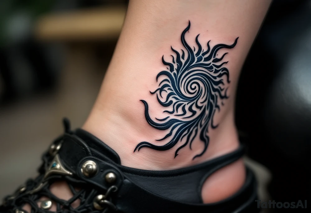 With spirals of cobalt and charcoal, this Celtic sun combines sky and shadow on the upper arm. tattoo idea