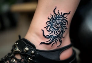 With spirals of cobalt and charcoal, this Celtic sun combines sky and shadow on the upper arm. tattoo idea